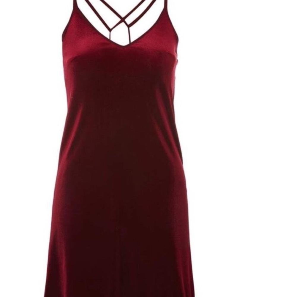 Topshop Red Velvet Slip Dress